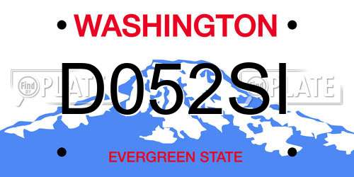 D052SI Washington License Plate