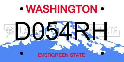 D054RH Washington License Plate