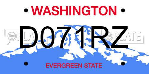D071RZ Washington License Plate