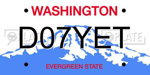D07YET Washington License Plate