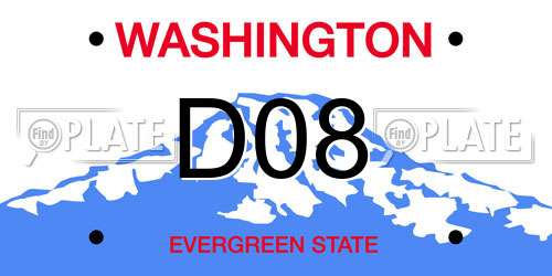 D08 Washington License Plate