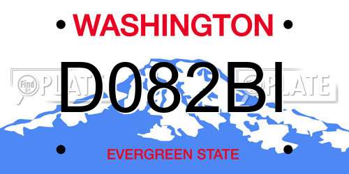 D082BI Washington License Plate