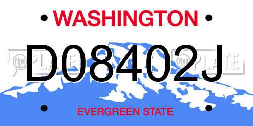 D08402J Washington License Plate
