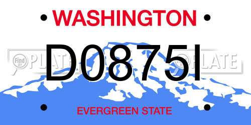 D0875I Washington License Plate