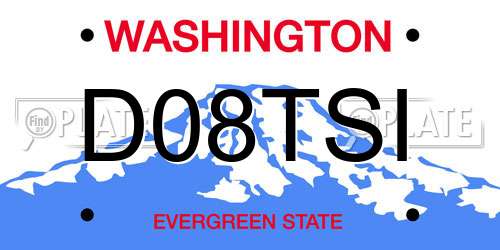 D08TSI Washington License Plate