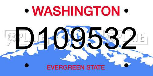 D109532 Washington License Plate