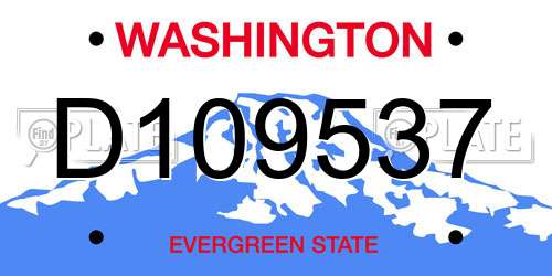D109537 Washington License Plate