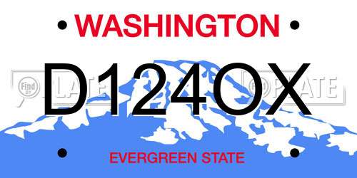 D124OX Washington License Plate