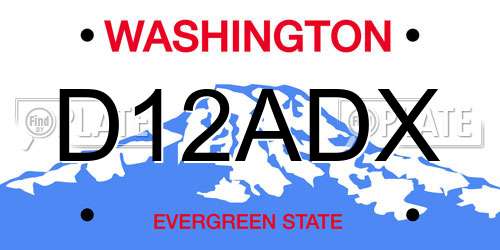 D12ADX Washington License Plate