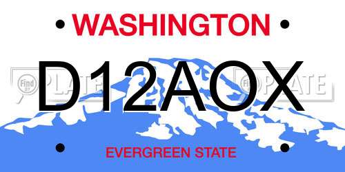 D12AOX Washington License Plate