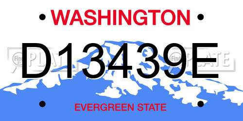 D13439E Washington License Plate