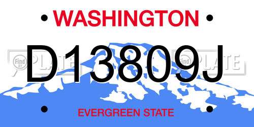 D13809J Washington License Plate