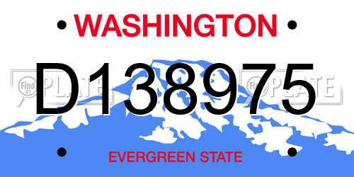D138975 Washington License Plate