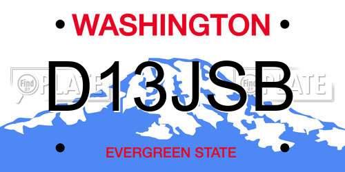 D13JSB Washington License Plate