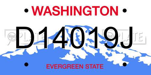 D14019J Washington License Plate