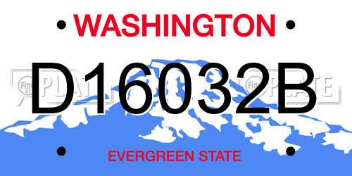 D16032B Washington License Plate