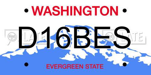D16BES Washington License Plate