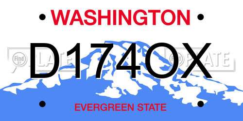 D174OX Washington License Plate