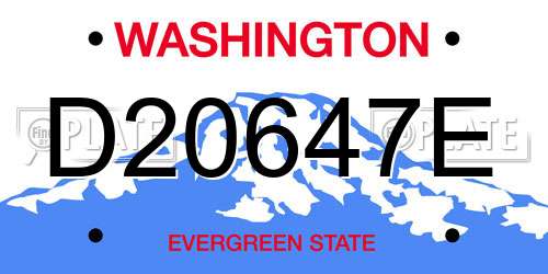 D20647E Washington License Plate