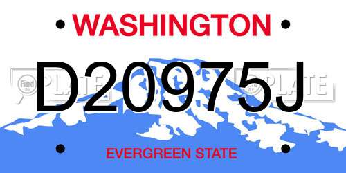 D20975J Washington License Plate