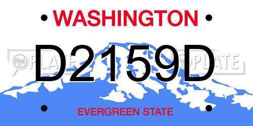D2159D Washington License Plate