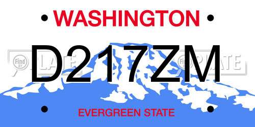 D217ZM Washington License Plate