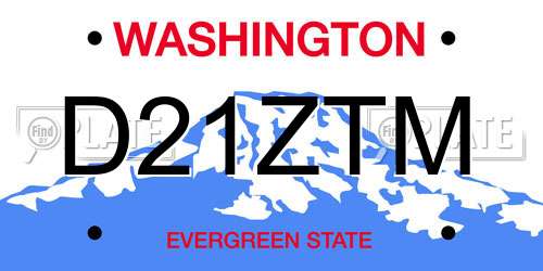 D21ZTM Washington License Plate