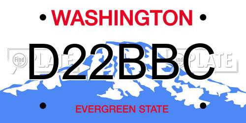 D22BBC Washington License Plate