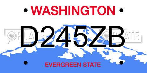D245ZB Washington License Plate