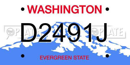 D2491J Washington License Plate
