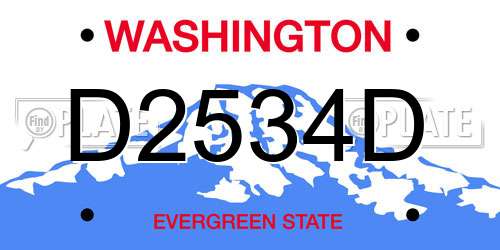 D2534D Washington License Plate
