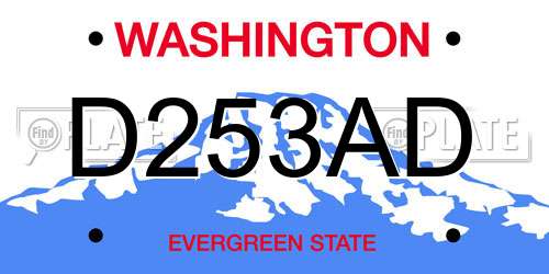 D253AD Washington License Plate