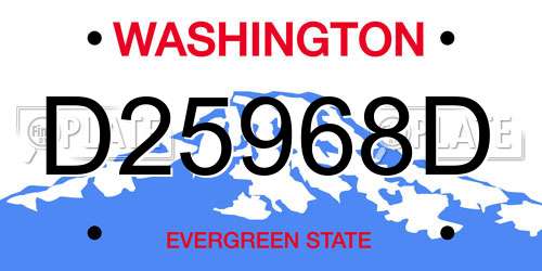 D25968D Washington License Plate