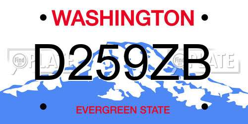 D259ZB Washington License Plate