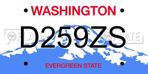 D259ZS Washington License Plate