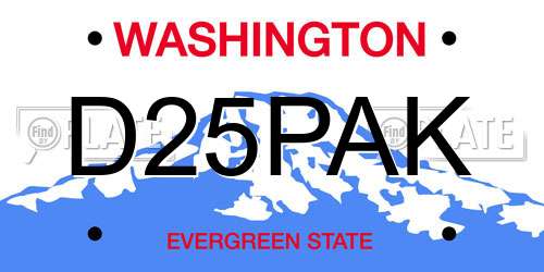 D25PAK Washington License Plate