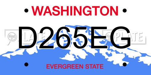 D265EG Washington License Plate
