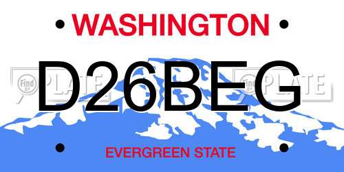 D26BEG Washington License Plate