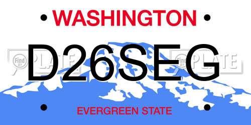D26SEG Washington License Plate