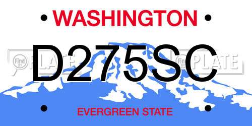 D275SC Washington License Plate