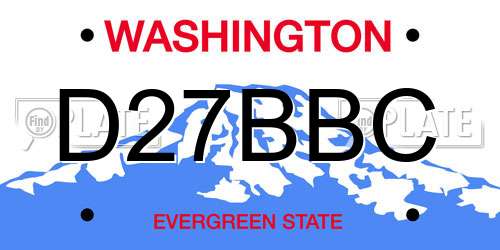 D27BBC Washington License Plate