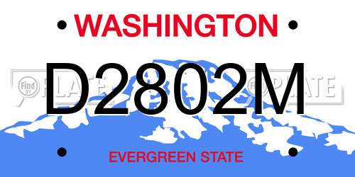 D2802M Washington License Plate