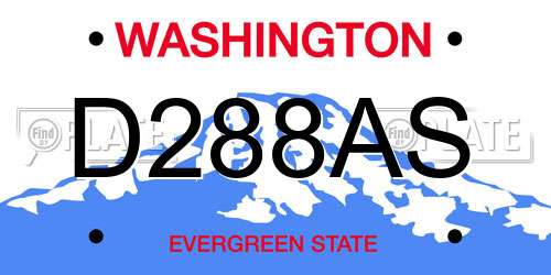 D288AS Washington License Plate