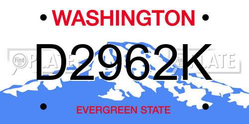D2962K Washington License Plate