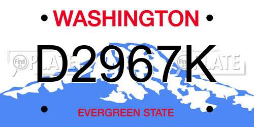 D2967K Washington License Plate