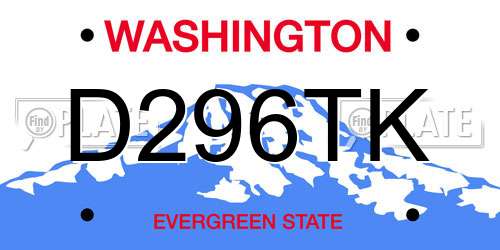 D296TK Washington License Plate