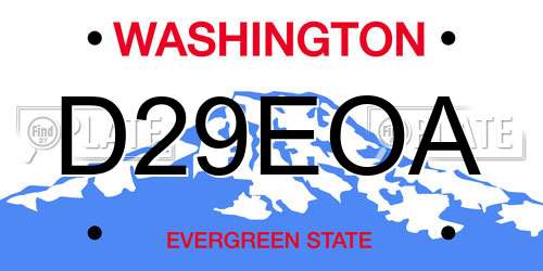 D29EOA Washington License Plate