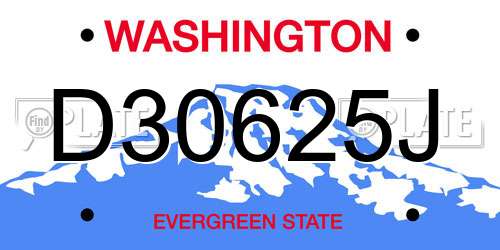 D30625J Washington License Plate