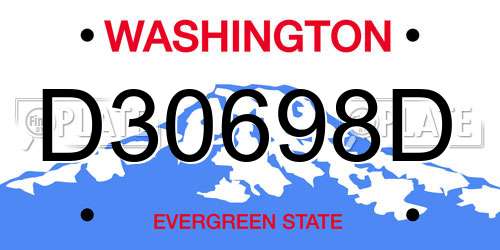 D30698D Washington License Plate
