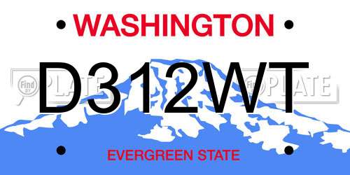 D312WT Washington License Plate